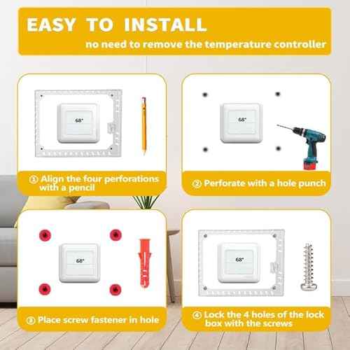 TRJ 4PCS Large Thermostat Lock Box with Key, Clear Thermostat Cover with Lock for Thermostat on Wall, Lockable Thermostat Lock Box Cover, AC Lock Box Cover with Key Fit Thermostat 4"H x6"W or Smaller