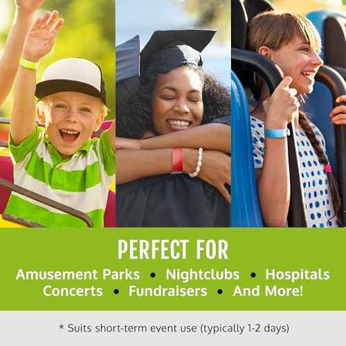 100 WristCo Caribbean Blue Tyvek Wristbands for Events - Comfortable Tear Resistant Paper Bracelets ID Wrist Bands for Concerts Festivals Admission Party Identification