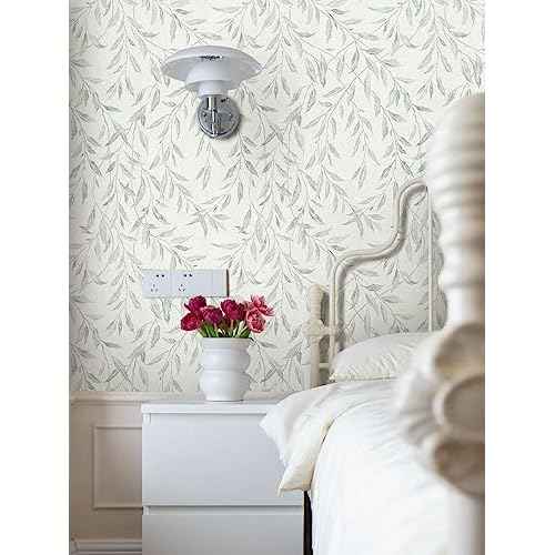 Sevalo Leaf Leaves Peel and Stick Wallpaper Boho Contact Paper for Cabinets and Drawer Greenery Contact Paper for Walls Self-Adhesive Removable Wallpaper Bathroom Olive Farmhouse Nature17.3inW 78.7inL