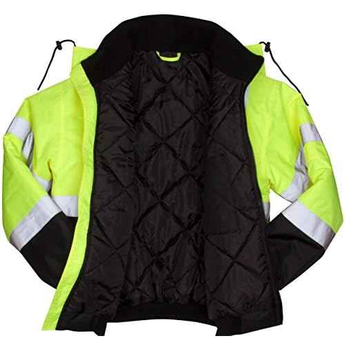 Pyramex Safety RJ3210X4 RJ32 Series Jackets Hi-Vis Lime Bomber Jacket with Quilted Lining- Size 4X Large