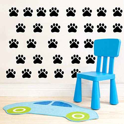 CHULAI 24 Pcs Large Dog Footprints Wall Decal Vinyl Stickers, Removable Lovely Animal Paw Print Art DIY Sticker Mural for Bedroom Playroom Living Room Office Home Window Door Decoration