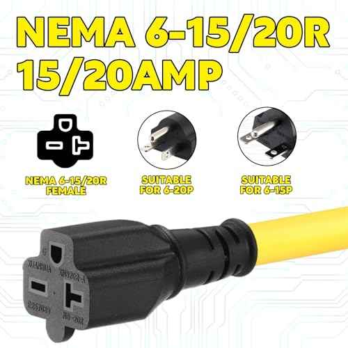 40 FT NEMA 6-20 Extension Cord, NEMA 6-20P Male Plug to 6-20R/6-15R Female Receptacle, 20 Amp T-Blade Outlet Extension Power Cord with Waterproof Sockets, Heavy Duty 12/3 AWG, 250V, 5000W