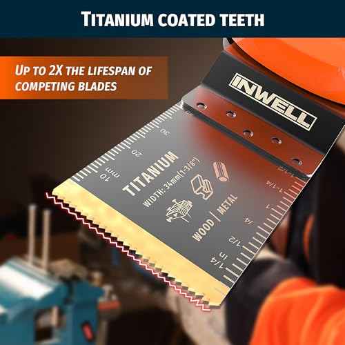 3pcs Titanium Oscillating Tool Saw Blades, Quick Release for Cutting Construction Wood, Plastic, and Metal. Compatible with Dewalt, Bosch, Milwaukee, Ryobi, and More!