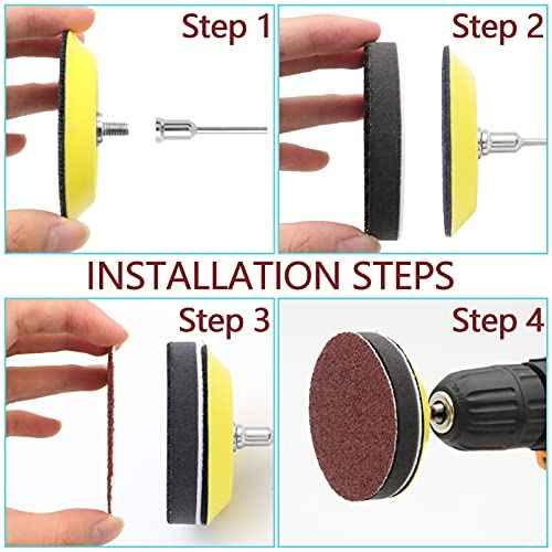 325 PCS 3 Inch Sanding Discs pad, SIJDIEE Hook and Loop 40-2000 Grit Assorted Drill Grinder Rotary Tools Attachment with 1/8 Inch Shanks Backing Pad, Soft Foam Buffering Pad and Hand Sanding Block