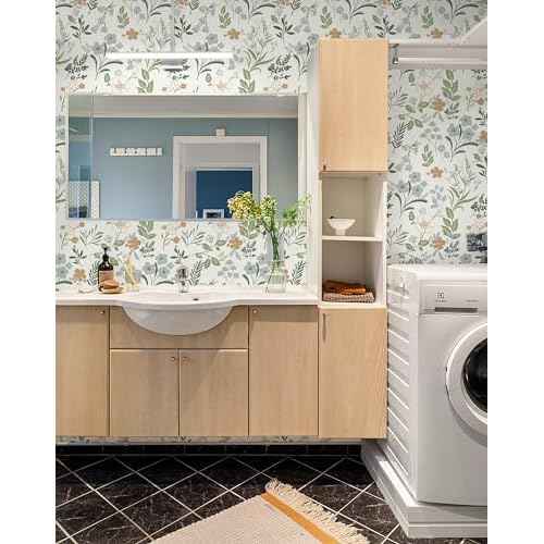 MelunMer Floral Wall Paper Peel and Stick Wallpaper Boho Leaf Contact Paper for Drawers Cabinets Self Adhesive Removable Wallpaper for Bedroom Bathroom Waterproof Botanical Green17.3 x78.7