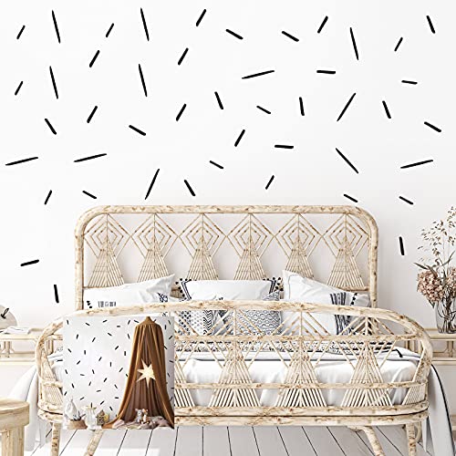 264 Piece Boho Wall Stickers - Modern Peel and Stick Line Wall Decals for Home Office, Bedroom, Nursery, Living Room, Window (Black)
