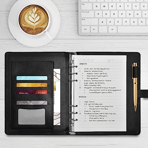 DIGTIA Christmas Bicycles with Gifts Pattern PU Leather Notebook A5 Binder 6 Ring Refillable Journal with Magnetic Buckle Closure Loose Leaf Travel Office Planner Budget Binder Notepad Portfolio,