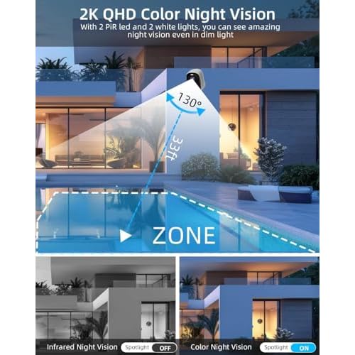 ELECCTV 5G/2.4G WiFi Security Cameras Wireless Outdoor, 2K Battery Powered WiFi Cameras with AI Motion Detection Spotlight Siren,Color Night Vision, 2-Way Talk, IP65, Cloud/SD Storage, Works w/Alexa