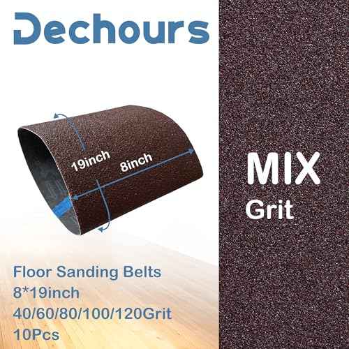 8" x 19" Sanding Belts Assorted Grits 40/60/80/100/120 Sandpaper ? 10 Pack Aluminum Oxide for EZ-8 Drum Sander, Ideal for Commercial and Residential Floor Sanding