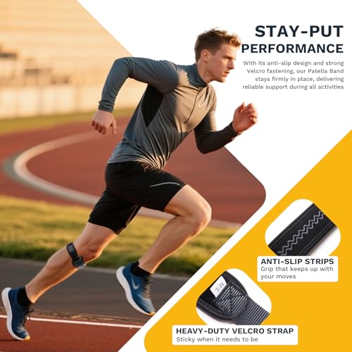 Patellar Tendon Support Strap, Adjustable Knee Support Strap Patella Band for Tendonitis, Sports, Workouts & Daily Knee Pain Relief Men Women, Extended Fit (Larger Knees) XL, 2 Pack