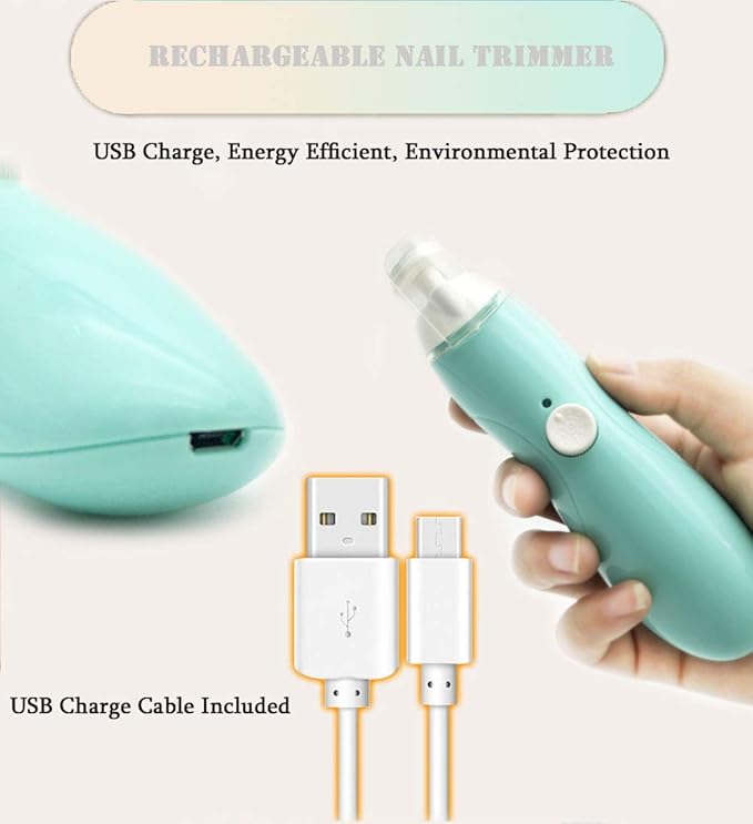Fansidi Rechargeable Baby Nail Trimmer with 8100RPM Motor, Stepless Speed Control, Pressure-Stop Safety, Type-C Charging, Quiet Electric Nail File for Newborns, Toddlers & Adults, Calm Care Blue