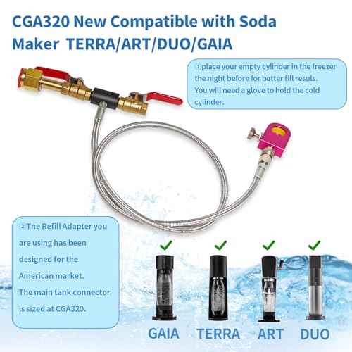 CO2 Refill Adapter Kit ? CGA320 Quick Fill Connector for 60L Pink Cylinders, Save 80% on Gas Costs!Compatible with DUO/Terra/Art Machines (Includes 36 Inch Hose)