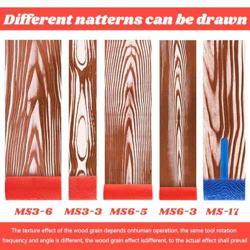 5 Pack Wood Grain Tool,Woodgraining Tool Kit,Texture Pattern with Handle Roller Rubber Empaistic Graining Tool Paint Look Like Wood for DIY Wall Room Art Decoration