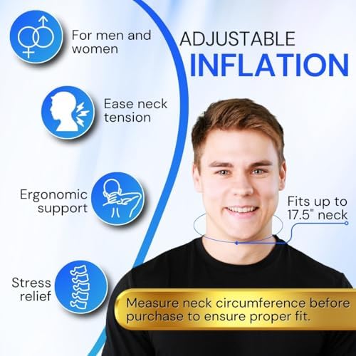 Cervical Traction Device - Inflatable & Adjustable Neck Traction Pillow for Instant Neck Decompression - US Owned & FSA Eligible Neck Stretcher Support Brace for Home Use