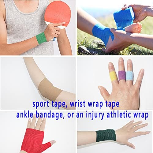 [24 Pack-1" x5Yards] MINGYUE Self Adhesive Bandage Wrap,Athletic Tape,Sports Tape,Wrist and Ankle Wrap Tape,Cohesive Bandage for Vet Tape(Red)