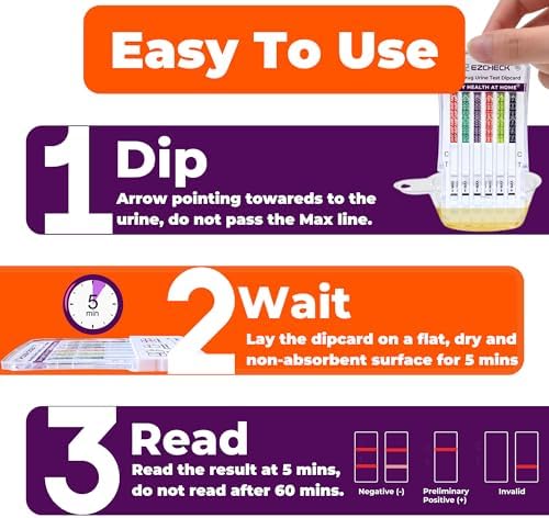 [100 Pack] EZCHECK® 6-Panel Drug Test - at-Home Rapid Urine Screening Kit for 6 Most Used Drugs: (THC-Marijuana, BZO-Benzos, MET-Meth, OPI/MOP-Opiates, AMP-Amphetamine, COC) - FSA/HSA Eligible