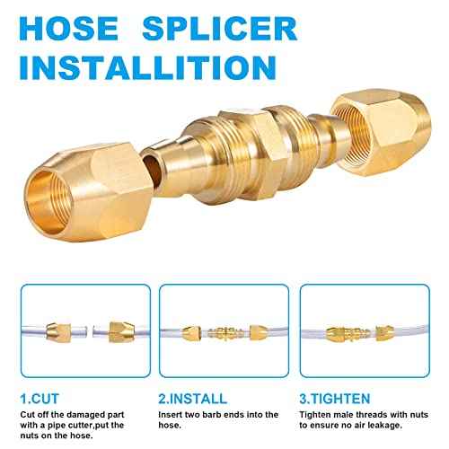 2PCS Soild Brass Air Reusable Hose Splicer For 3/8-Inch ID Hose,3/8" Air Hose Repair Fitting
