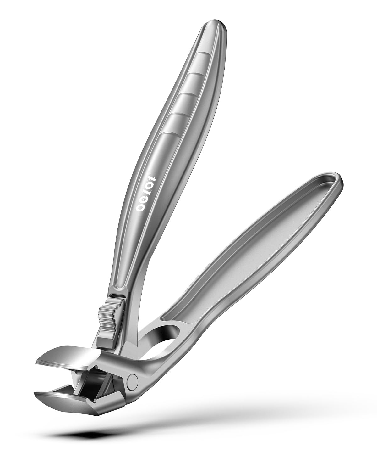 BEZOX Curved Toenail Clippers for Seniors – Safety Lock, Wide Opening, and Anti-Slip Grip Nail Clipper for Thick Nails - Silver