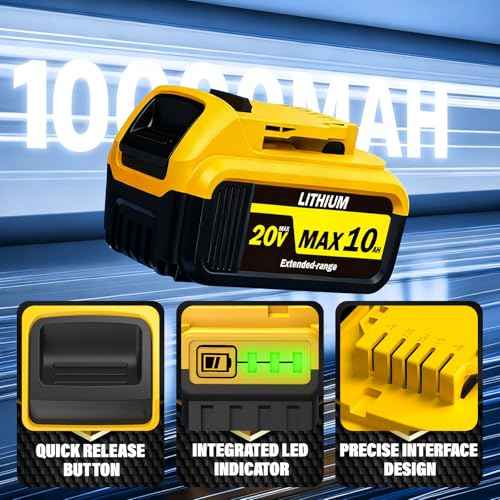 2-Pack 10000mAh Replacement for Dewalt 20V Max Battery, High-Capacity Battery Compatible with Dewalt DCB207/DCB206/DCB204/DCB203/DCB201/DCB200 Series 20V Power Tools & Chargers