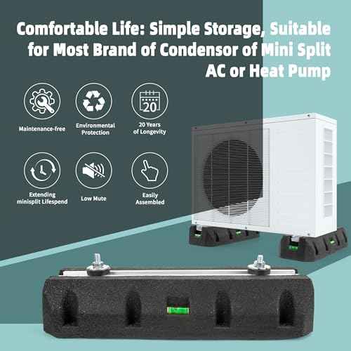 WeCooper Floor Mounting Base Pad for 9000-36000BTU,Heavy-Duty Condenser Rubber Floor Mount Base Kit,Anti-Vibration Isolator Mounting Bracket for Ductless Mini Split Air Conditioner Heat Pump