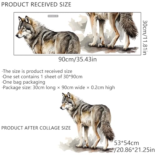 Realistic Wolf Wall Stickers, sacinora Ink Wolf Wild Animal Wall Decals Removable Vinyl Peel and Stick for Living Room Bedroom Sofa TV Background Art Home Decorations