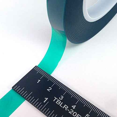 1/2" Wide High Temp Masking Tape for Powder Coating, Custom Painting, Hydrodip, Sublimation - Green Polyester Silicone Adhesive
