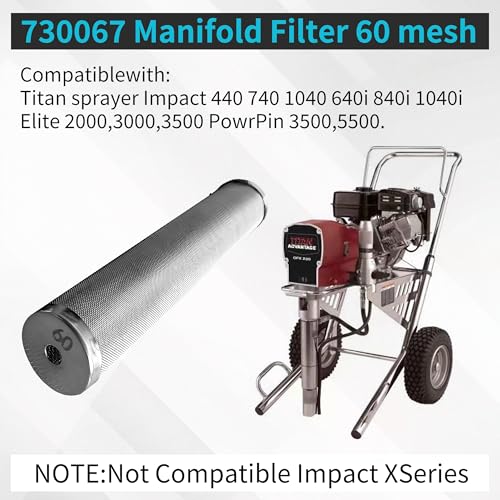 5 Pack 730-067 60 Mesh Fluid Manifold Filter Compatible with Titan Impact 440, 740, 1040i, 640i, 840i, Elite 2000, PowrPin 3500, 5500, and More Models Paint Sprayer Filter