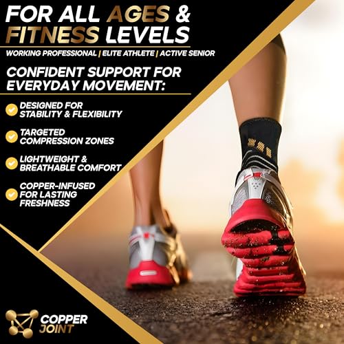 Copperfit Compression Ankle Brace for Women Support, Durable Design Foot and Ankle Support for Women & Men Ideal to Support for Sports, Running, Comfortable Fit, Breathable Material - Small