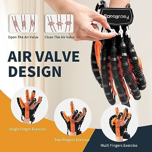 Rehabilitation Robot Gloves Equipment for Stroke Recovery, Hand Strength Exercise, and Adaptive Training Hemiplegic Finger with USB Chargeable Orange(Size Large) Left Hand