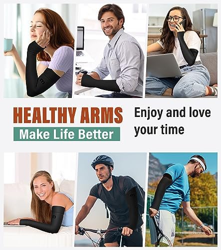 MGANG Lymphedema Compression Arm Sleeve with Gauntlet for Women Men, Opaque, 20-30 mmHg Medical Graduated Compression Full Arm Support, Thumb Lymph Edema Arm Sleeve, Pain Relief, Arthritis, Black M