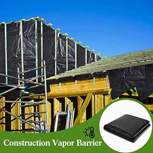 Amylove 6 Mil Black Plastic Sheeting 5 x 100 ft Polyethylene Vapor Barrier Plastic Sheeting Waterproof Tarp Roll of Heavy Duty Thick Covering Film for Plant Farm Garden Greenhouse