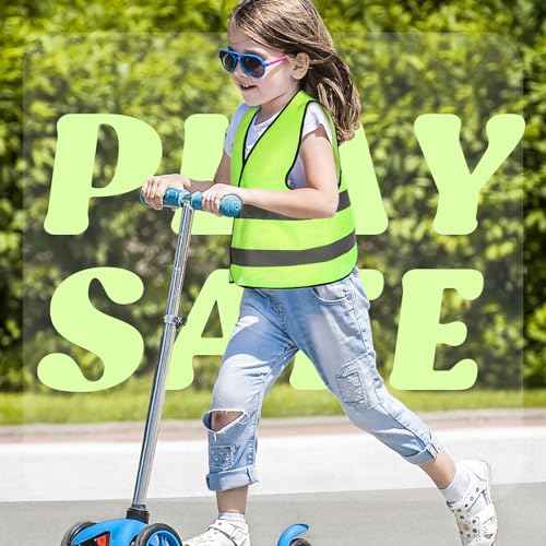Zhanmai Kids Safety Vest Bulk High Visibility Reflective Construction Vest with Strips Neon for Traffic Child Outdoor