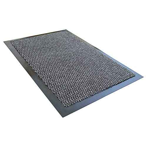 ULTRALUX Indoor Door Mat 31" x 47" Non-Slip Vinyl Backed Entry Rug Doormat, Gray Absorbent Dirt Trapper Entrance Mat, Front Door Welcome Mat, Inside Entry Rug