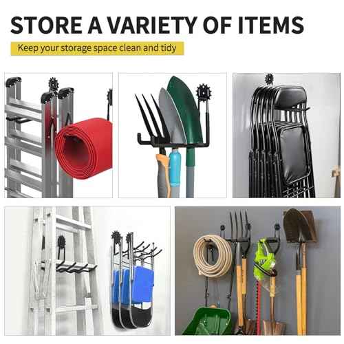 8.77 in Garage Hooks Heavy Duty 9Pack Ladder Tool Hangers for Garage Wall 110 LB Bike Hooks for Garage Organization and Storage Anti-Slip Double Wall Garage Storage Hooks