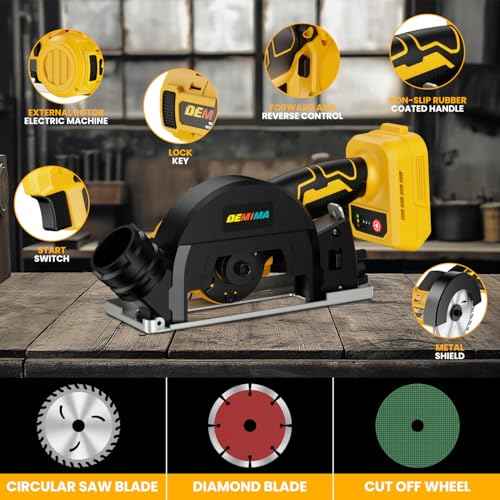 4" Brushless Cordless Cut-Off Tool Compatible with Dewalt 20V MAX Battery, 500W mini Saw Up to 12000RPM with 6 Cut Off Wheel, 4" Blades & Base Plate for Metal, Wood, Tile and Plastic (No Battery)