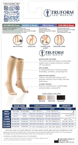 Truform Short Length Surgical Stockings, 18 mmHg Compression for Men and Women, Reduced Length, Closed Toe, Beige, X-Large