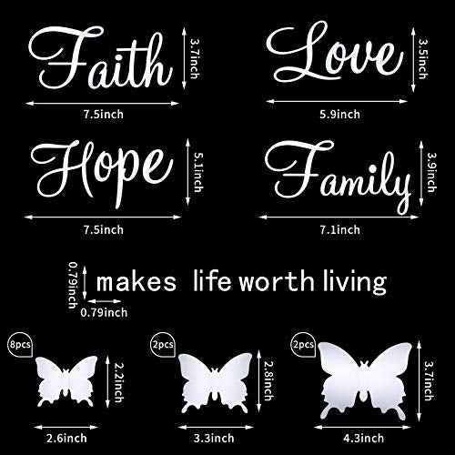 3D Acrylic Mirror Wall Decor Stickers Removable Butterfly Mirror Wall Stickers DIY Faith Makes All Things Possible for Home Office School Teen Dorm Room Decoration(Silver)
