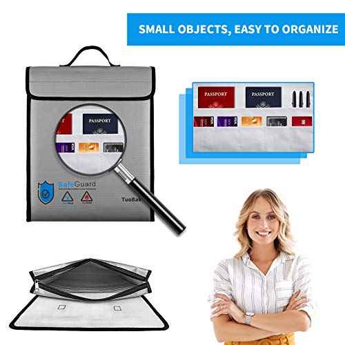 TuoBak's Fireproof Waterproof Document Bag with Zipper,Heat Insulated Upgraded Fireproof Document Bag 15.8¡±x 12.6¡±¡¿2.5¡± for Important Document Storage Organizer for Valuables, Legal Documents Safe