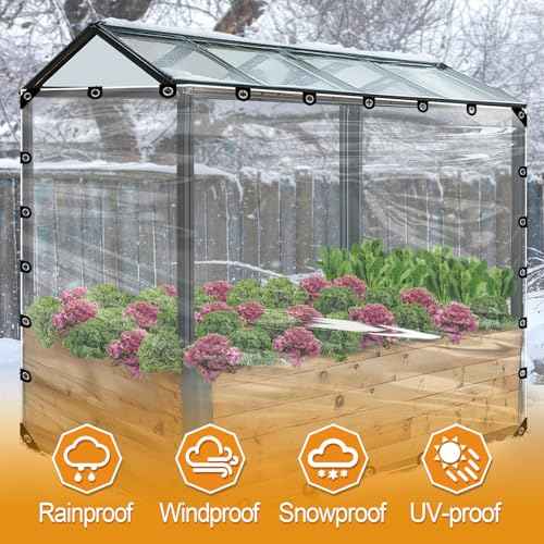 10x13ft Anti-Tear Clear Tarp Waterproof for Patio Winterizing - 2pcs Windproof Poly Tarpaulin, Heavy Duty Transparent Enclosure with Grommets for Covering Chicken Coops Greenhouse Garden Plants
