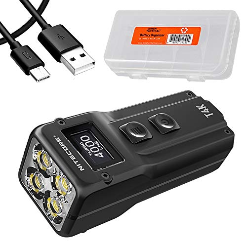 Nitecore T4K Keychain EDC Flashlight, 4000 Lumen LED Super Bright and USB-C Rechargeable with Organizer