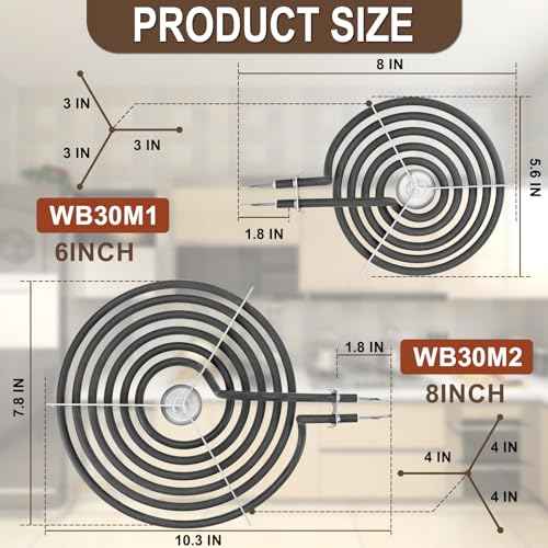 WB31M20 WB31M19 Black Porcelain Drip Pan Set & WB30M2 WB30M1 Electric Range Burner Element Unit Set by Cenipar-Compatible with GE Hotpoint Kenmore Range/Stove-Includes 2¡¿6¡± and 2¡¿8¡±