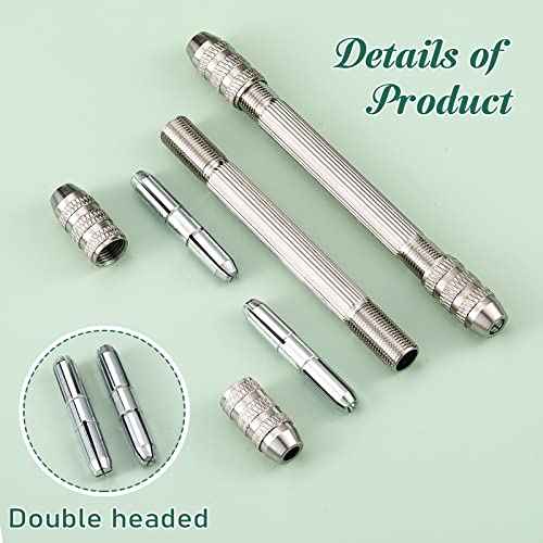 Zhehao Double Ended Pin Vise DIY Hand Drill Pin Vise Resin Drill Wire Twisting Tools with Copper Collet Copper Drill Jewelry Making Tools for DIY Hairpin Keychain Bracelets Necklace (2 Pieces)