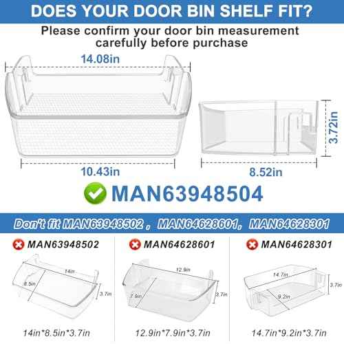 Upgraded MAN63948504 Refrigerator Door Shelf Bin,Compatible With LG/Kenmore Refrigerator Door Shelf Replacement,Replaces LFXS26973S LMXS28626S LFXC22526D Refrigerator Fridge Door Shelves 63948504