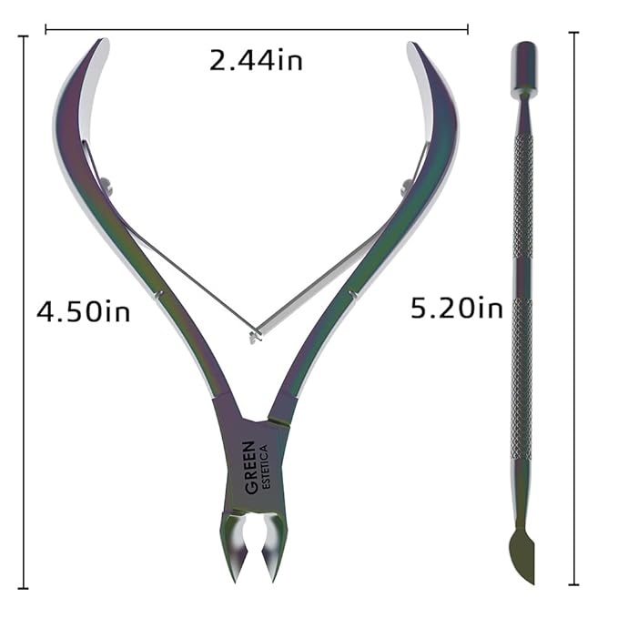 Professional Cuticle Trimmer with Cuticle Pusher Nail Cuticle Remover Nipper Silver Stainless Steel Sharp Blades Manicure Tools with Double Spring Nail Care Pedicure Nail Tools (Multi-Colored)
