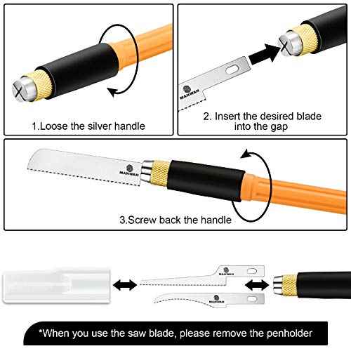 Honoson 6 Pieces Hobby Saw Blades Replacement Mini Craft Blade Micro Knife Saw Blades with Plastic Storage Box for Hand Cutting Tree Limbs and Branches Wood Pruning