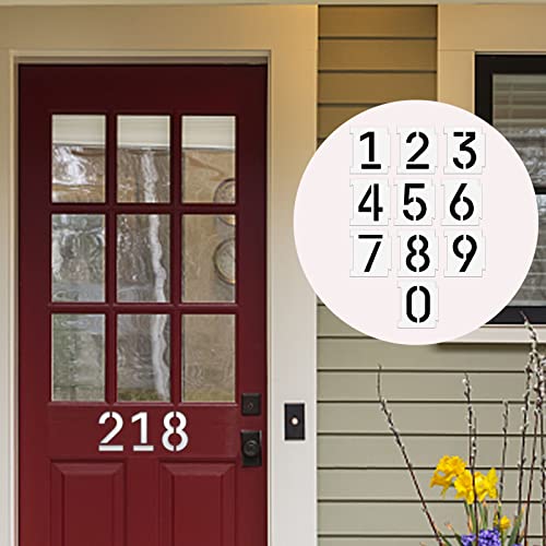 YEAJON 3 Inch Curb Stencil Kit 0-9 Address Number Stencils, 20Pcs Reusable 14 Mil Mylar Plastic Templates for Painting on Road, Wall, Wood, Mailbox