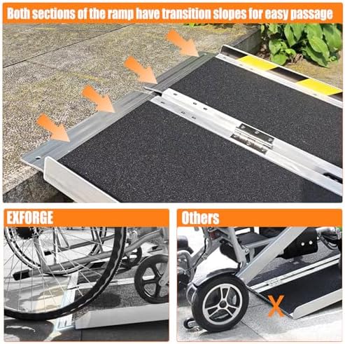 Wheelchair ramp 4FT,Non-Slip Aluminum Wheelchair ramps for Home Steps,Folding Handicap Ramp,ramps for Home,doorways,Stairs,Weight Capacity up to 600LBS 4FT (Usable Height 4-12 inch)