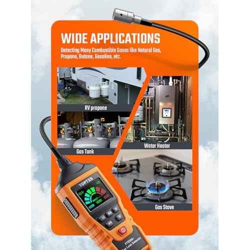 PT520A+ Rechargeable Gas Leak Detector, Natural Gas Detector with 17-inch Probe, Checking Combustible Leaks Like Propane, Methane, Butane for Home, HVAC and RV - Orange