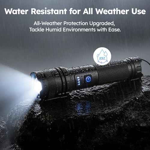 THY TRY Rechargeable LED Flashlight 2-Pack, 90000 High Lumens Super Bright Handheld Flashlights, 5 Modes & Adjustable Focus, High Powered Handheld Flashlight for Home Camping Outdoor Night Work