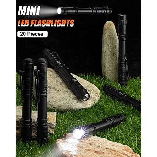 Vinsot 20 Pack LED Pen Lights Bulk Large Pen Light Flashlights Pocket 5.12 Inch LED Torch with Clip Aluminum Waterproof Flashlight for Nurses Hospital Outdoor Camping Emergency Hiking